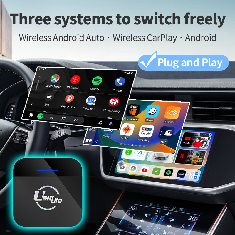 Android Auto Wireless Adapter Plug and Play Wired to Wireless Adapter for  Android Auto 2.4G&5G WiFi Auto Pairing OTA Upgrade