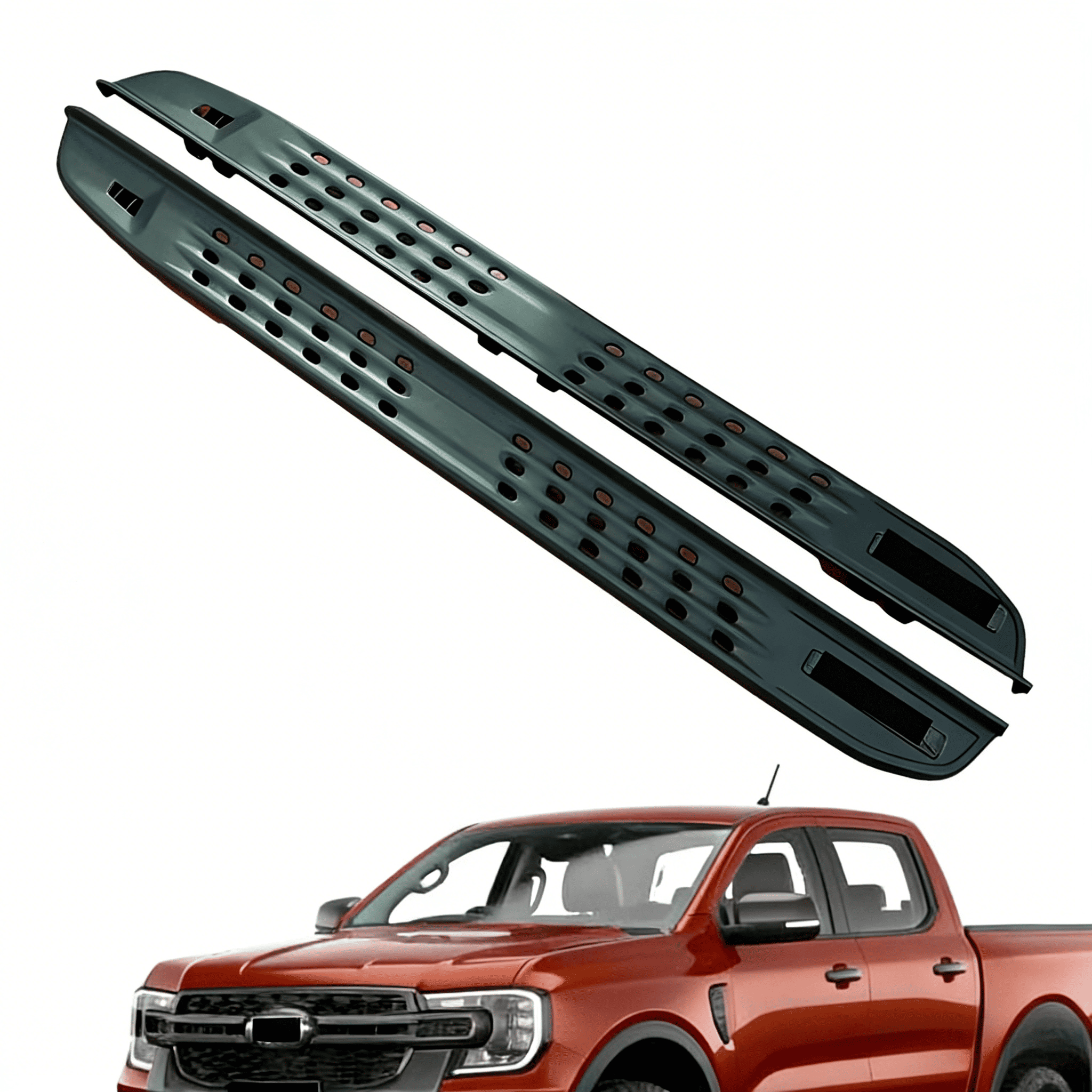 Heavy-Duty Manganese Steel Side Steps | Off-Road Rock Sliders & Running Boards for Ford Ranger T9 (2022-2023)